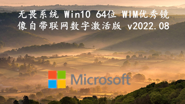 无畏系统 Win10 64位 WIM优秀镜像_自带联网数字激活版 v2022.08