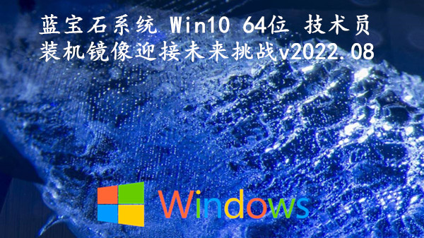 蓝宝石系统 Win10 64位 技术员装机镜像_迎接未来挑战 v2022.08