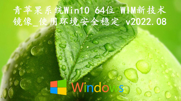 青苹果系统 Win10 64位 WIM新技术镜像_使用环境安全稳定 v2022.08