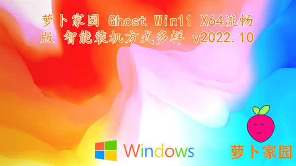 萝卜家园 Ghost Win11 X64流畅版 智能装机方式多样 v2022.10