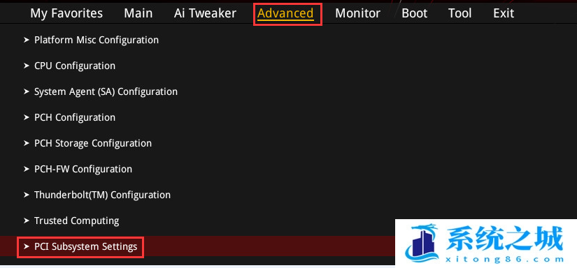 PCI Subsystem settings