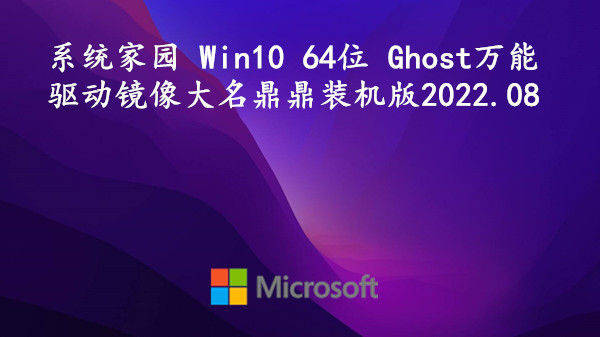 系统家园 Win10 64位 Ghost万能驱动镜像_大名鼎鼎装机版 2022.08